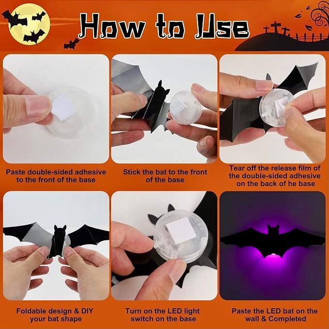 Spooktacular Glow3D™ LED Halloween Bat Wall Decals