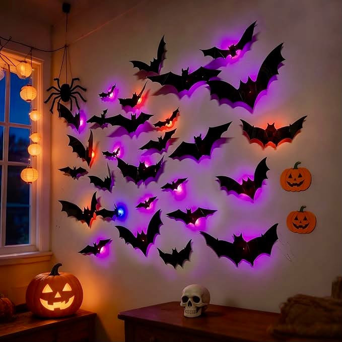 Spooktacular Glow3D™ LED Halloween Bat Wall Decals