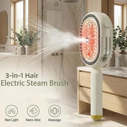 Rechargeable 3 in 1 Hair Straightener Brush with Detangling Comb