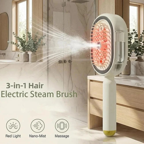 Rechargeable 3 in 1 Hair Straightener Brush with Detangling Comb
