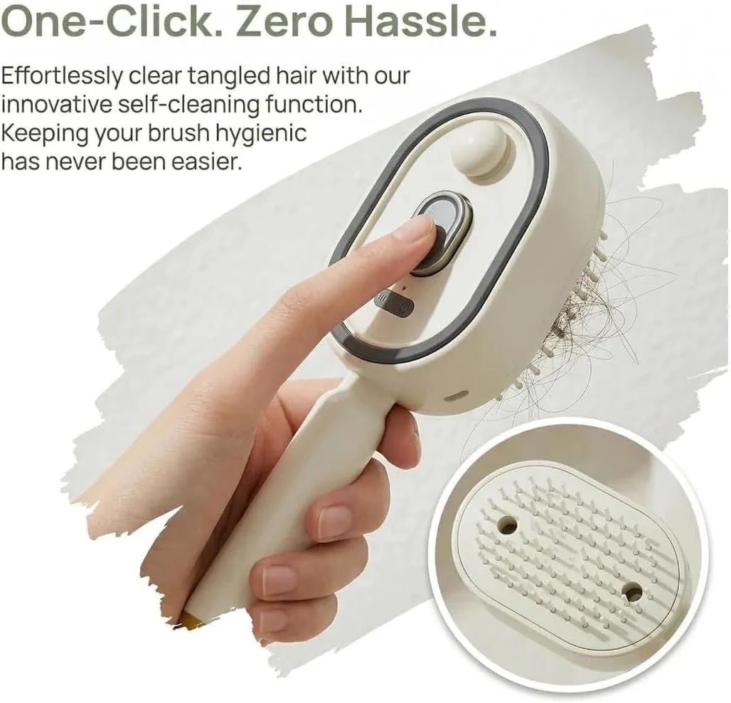 Rechargeable 3 in 1 Hair Straightener Brush with Detangling Comb